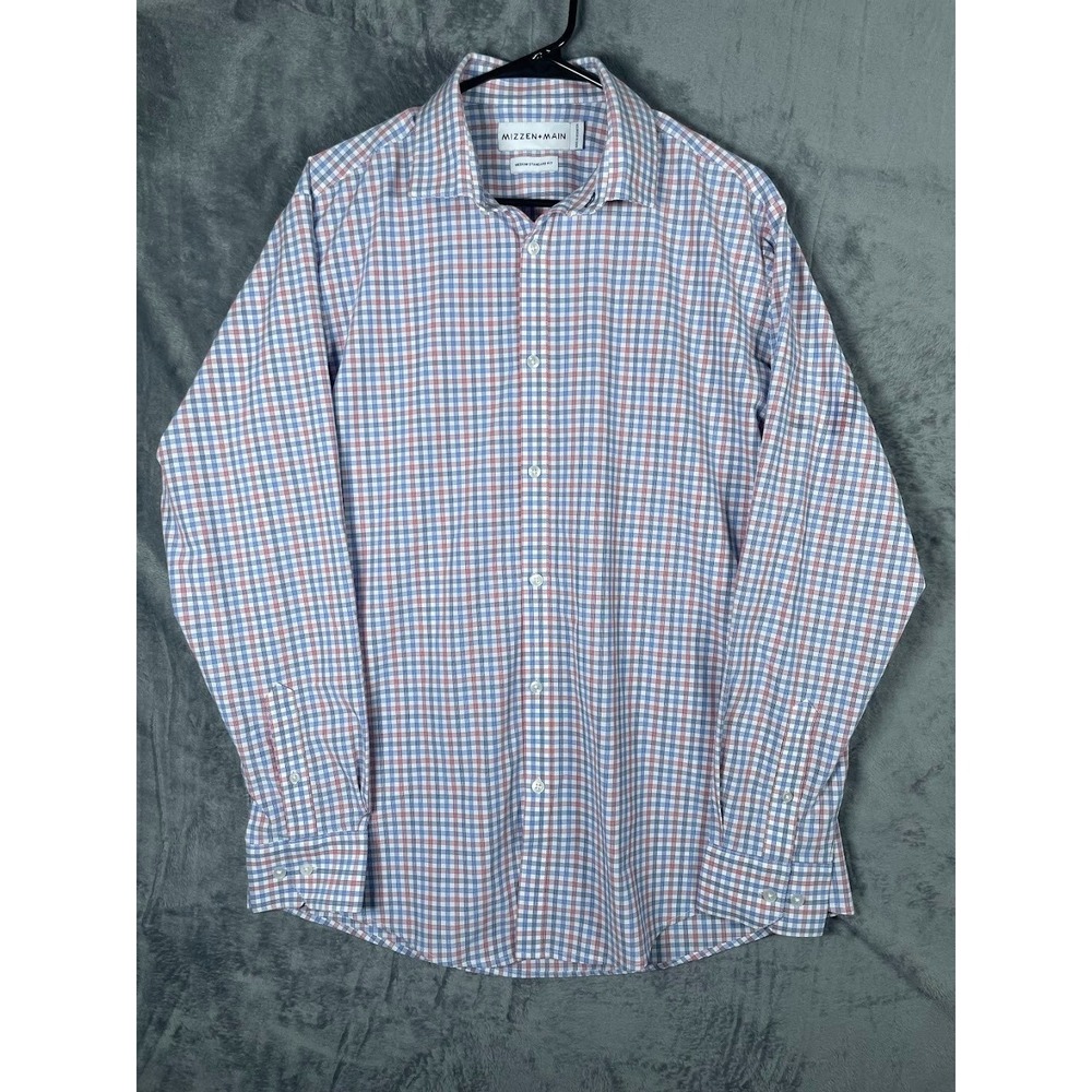 Mizzen+Main Men's Long Sleeve Button Down Shirt Standard Fit Plaid Size Medium
